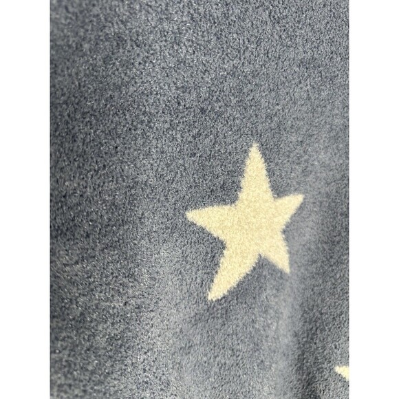 Sincerely Jules Sweater Womens Medium Blue White Star Print Fuzzy Knit Pullover - Picture 2 of 6